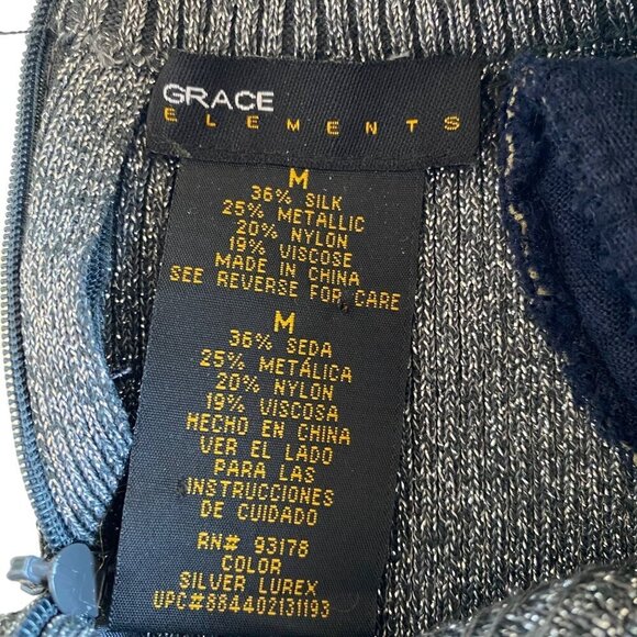 Grace Elements Metallic Beaded Neck Silk Top M Elegant Chic Holiday‎ Party - Picture 4 of 10